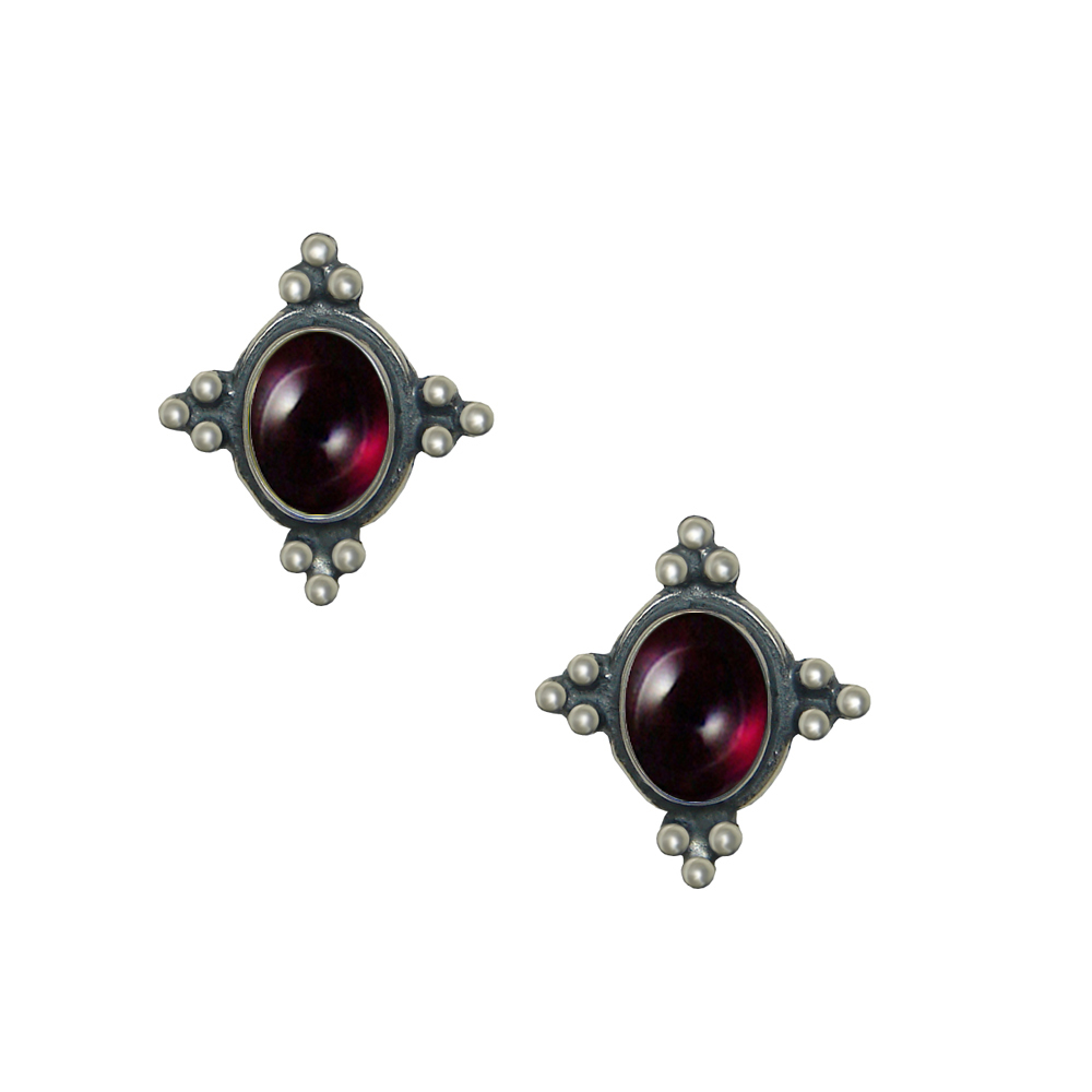 Sterling Silver Small Garnet Post Stud Earrings